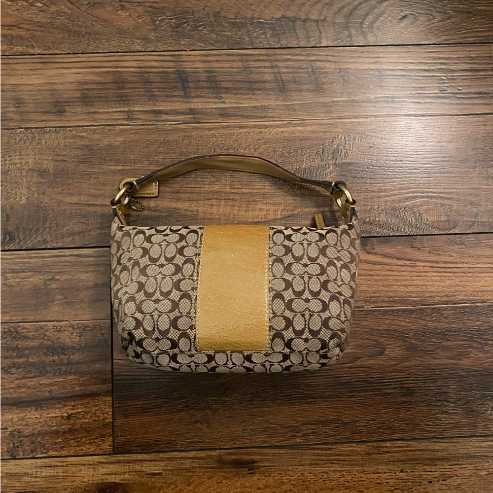 Coach Signature Demi Shoulder Bag 41066 - Brown & Gold Leather y2k Mini Bag - Picture 2 of 10